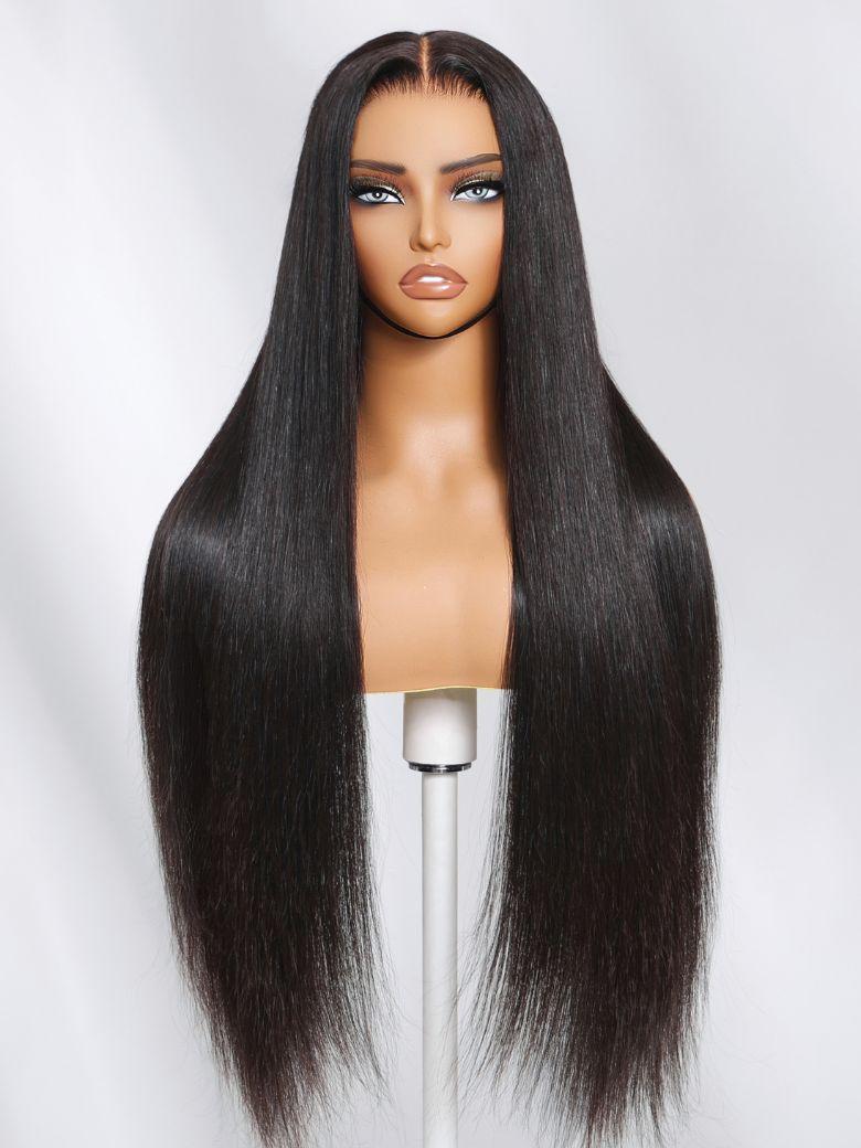 ByeBye Knots Wig 7x5&13x4 Glueless Lace Black Straight Bleached Knots Wig No Baby Hair 150% Density
