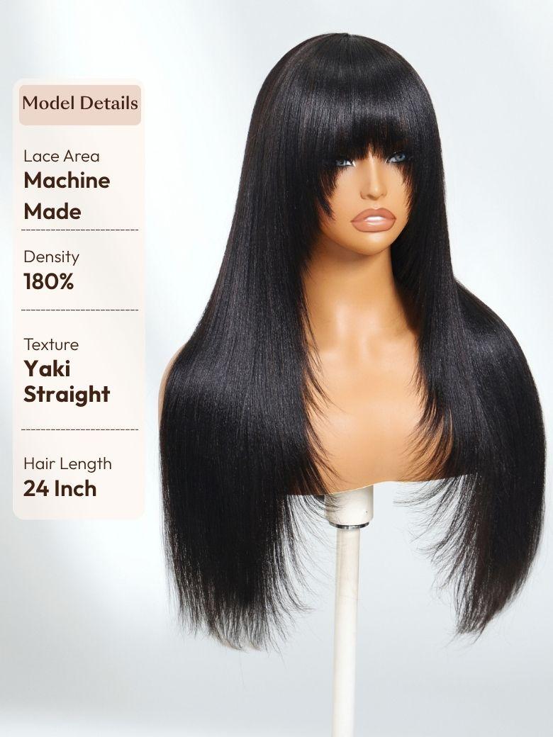 [Hottest New Arrival] 13x4 Pre-Everything Lace Frontal Black Fluffy Natural Loose Wave Curtain Bangs Wig