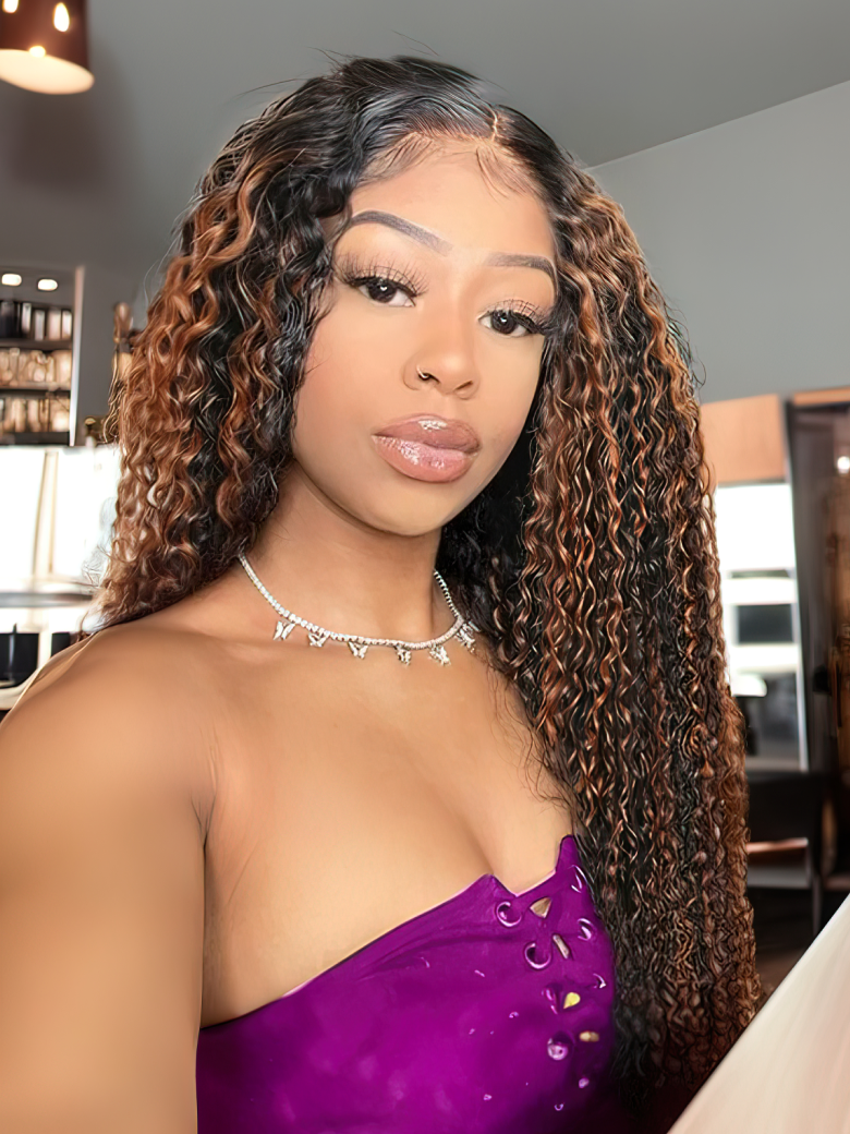 [24"=$99] Glueless Balayage Color Highlights Glueless U Part Curly Hair Beginner Friendly Wig