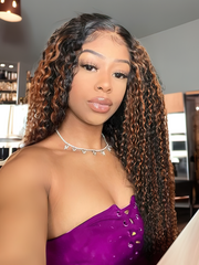 [24"=$99] Glueless Balayage Color Highlights Glueless U Part Curly Hair Beginner Friendly Wig