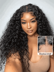 [24''=$99 | 7x5 Bye Bye Knots] 7x5 Drawstring Bye-Bye Knots? Wig Quick Glueless Water Wave Invisible Knots Wig 180% Density