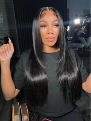 Middle Part Pre Plucked Lace Wigs Straight Hair Natural Hairline Long Wig With Natural Baby Hair
