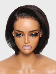 Bye-Bye Knots Wig 7x5 Lace Black Feathered Bob Wig