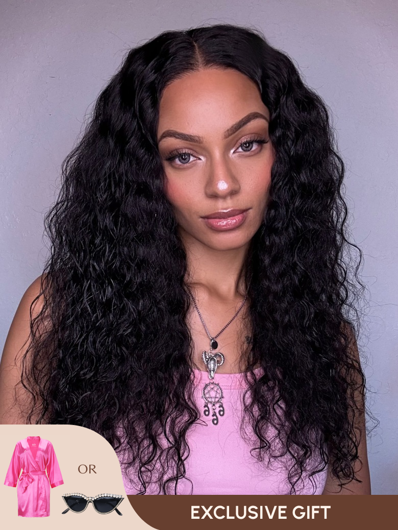 Pre Cut Lace 6x4.5 Put On And Go Black Water Wave Air Wig Breathable 3D Cap 150% Density