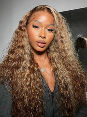 24 Inch 13x4 Pre-Everything Lace Frontal TL412 Honey Blonde Highlights Water Wave Wig