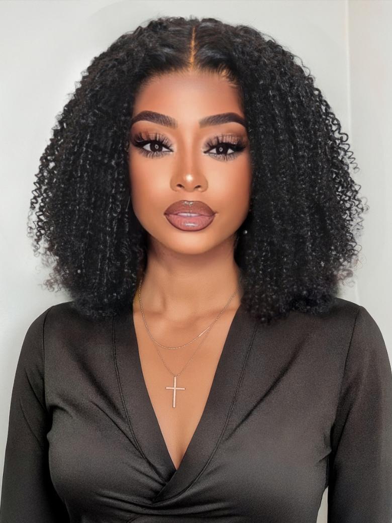 Bye-Bye Knots 7x5 Lace Black Afro Kinky Curly Bob Wig