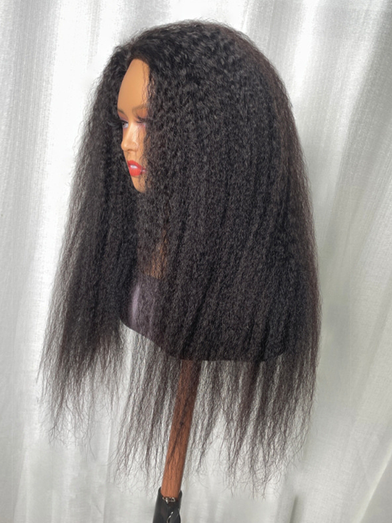 From 20" Versatile Kinky Straight Black Half Wig Instant Glueless Install