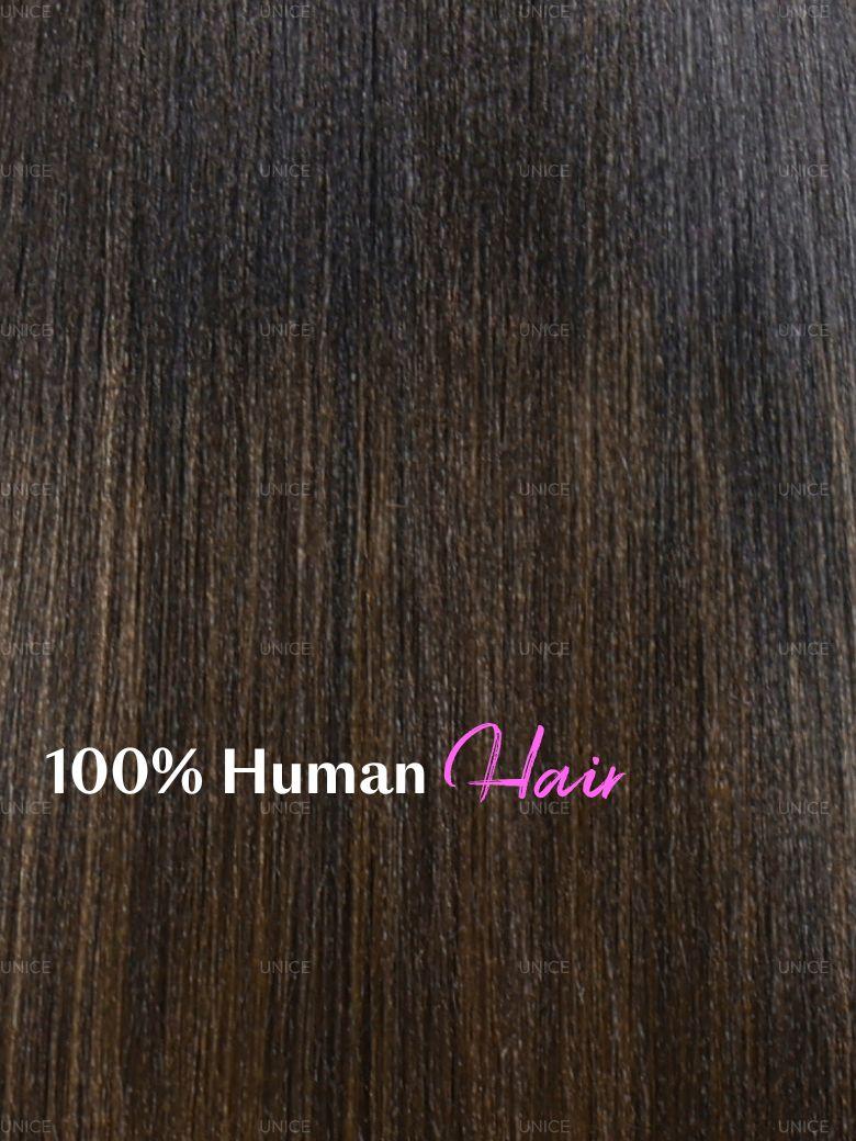Bye-Bye Knots? 7x5 Lace Black to Chestnut Brown Ombre Face Framing Layer Cut Yaki Wig with Drawstring Wig