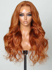 Copper Brown Gluless Put On And Go 6x4.5 Pre-Cut Body Wave Lace Air Wig 180% High Density For Women