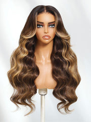 13x4 Pre-Everything? Lace Frontal Auburn Brown Loose Wave Wig with Invisi Drawstring & Face Framing Layers
