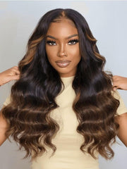 [20''-24''] Bye-Bye Knots Wig Pre-Cut 7x5 Glueless Lace Honey Blonde Body Wave Wig & Loose Wave Wig