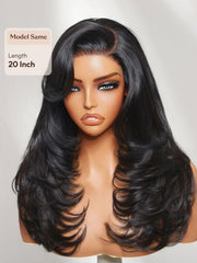Bye-Bye Slip? Wig Feathered Layer Left Side Part 200% Density Wig with Secure Silicone Strips and Drawstring