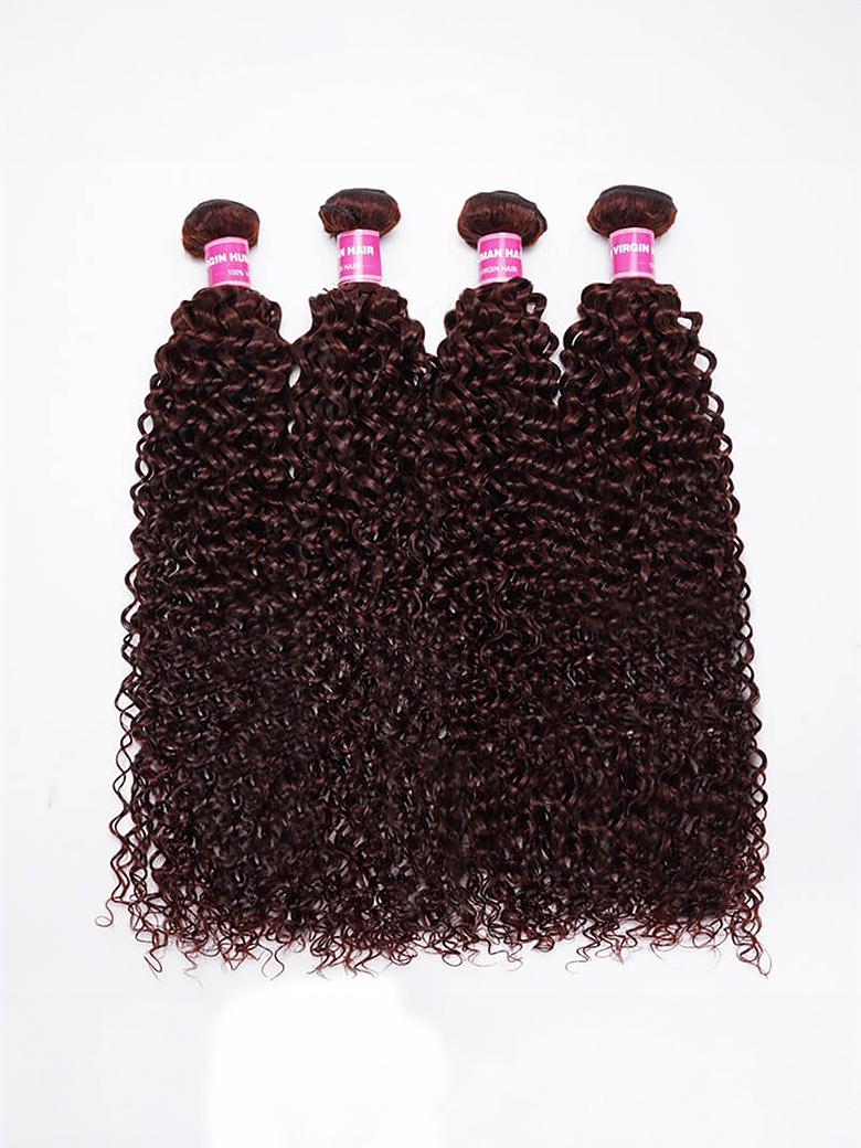 Vibrant Reddish Brown Jerry Curl 4Pcs 100% Remy Human Hair Bundles Deal