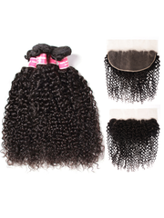 Hair 4pcs Human Jerry Curly Hair With Lace Frontal
