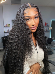 13x4 Lace Front 200% Density Curly Hair Pre Plucked Frontal Wigs with Baby Hair Glueless Curly Human Hair Wigs
