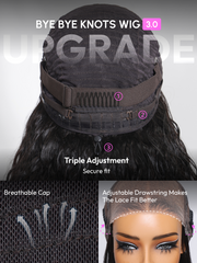 Bye-Bye Knots Wig 7x5 Pre Cut Lace Water Wave Flexible Cap Size Drawstring Wig