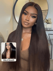 EasiContour? V Part Black to Chestnut Brown Ombre Yaki Wig With Invisi Drawstring