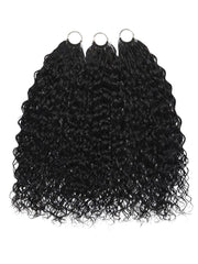 Feather Crochet Human Hair Black Water Wave Micro Ring Loop Hook & Slay