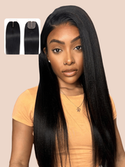 Upgrade 4x0.75 T Part Closure Black Yaki Human Hair Closure