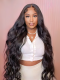 Petaluxe Glueless Crystal Lace 13x6 Glueless HD Lace Front Body Wave Wigs Pre Plucked with Baby Hair 180% Density