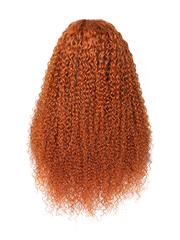 [22in=$106] Hot Ginger Color Glueless Lace Jerry Curly Human Hair Lace Part Wig 150% Density