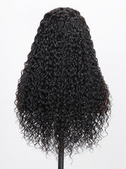 [22"/200% Density=$146] 6x4.5 Pre Cut & Pre Bleached Lace with Baby Hair Put On And Go Black Water Wave