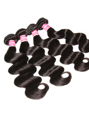 Hair Body Wave Hair Bundles with Closure 100% Unprocessed Human Hair 4 Bundles with Middle Part T Part Lace Closure Natural Color