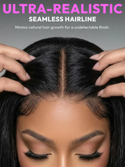 13x4 Pre Everything Glueless Lace Black Straight Bleached Knots Drawstring Wig No Baby Hair 150% Density