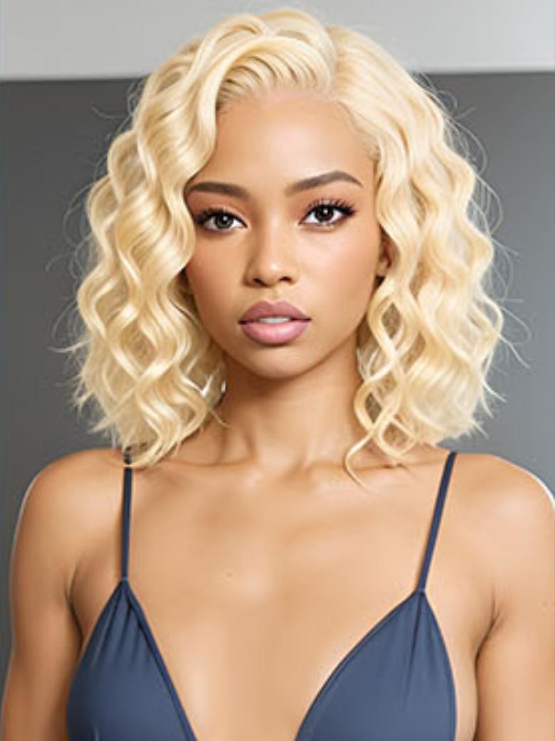 13x4 Undetectable Lace Frontal 613 Blonde Deep Wave Human Hair Wigs