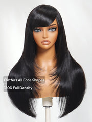 Bye-Bye Knots 7x5 Lace Layered Straight Wig With Side Bangs
