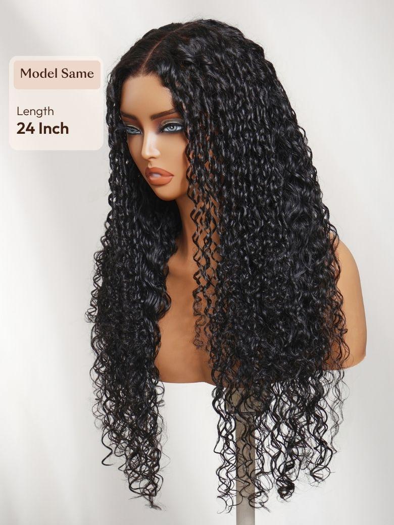 7x5 Bye Bye Slip? Lace Black Defined Mixed Curly Glueless Wig with Invisi Drawstring