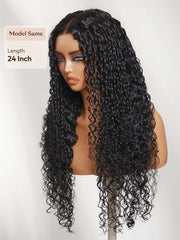 7x5 Bye Bye Slip? Lace Black Defined Mixed Curly Glueless Wig with Invisi Drawstring