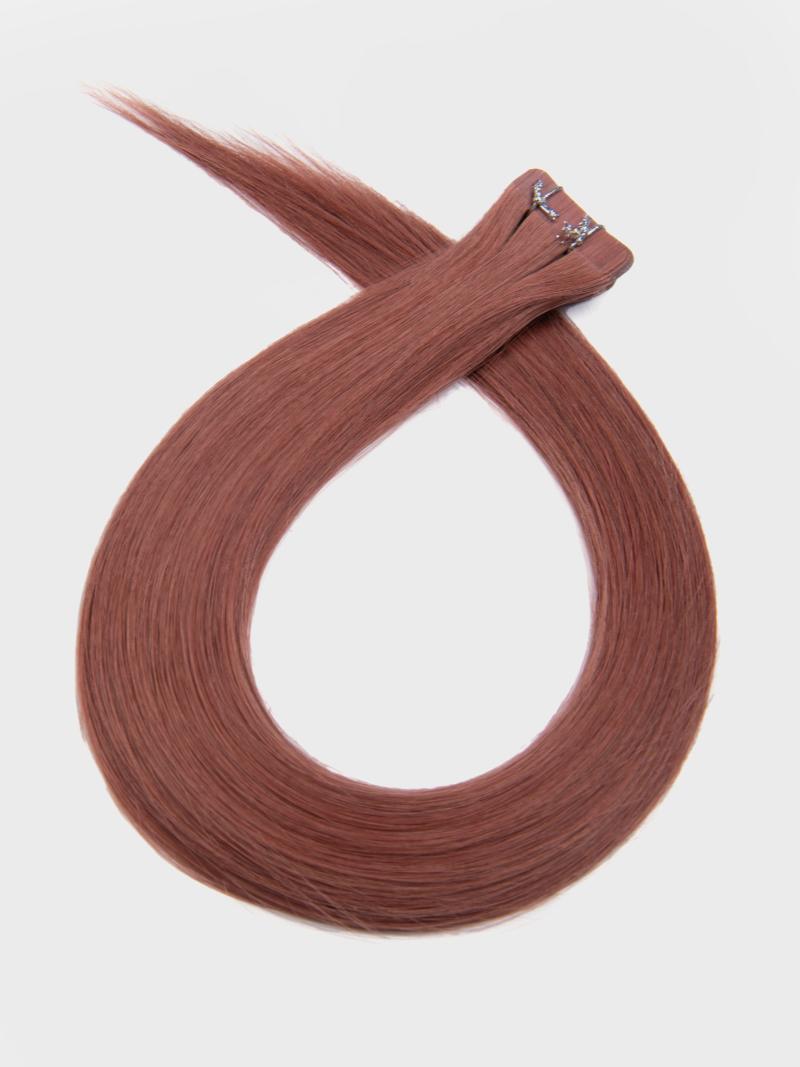 Vibrant Red Human Hair Tape In Extension