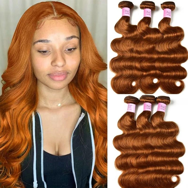Dark Brown/Medium Auburn Body Wave Human Hair Weave 3 Bundles Virgin Remy Hair Wefts Bundles Icenu Series