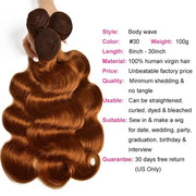 Dark Brown/Medium Auburn Body Wave Human Hair Weave 3 Bundles Virgin Remy Hair Wefts Bundles Icenu Series