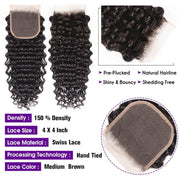 Good 4 Bundles Malaysian Deep Wave Hair With Closure Kysiss Series