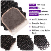 Quality Brazilian Deep Wave Virgin Hair 4 Bundles With Closure Kysiss Series
