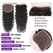 Brazilian 3 Bundles Deep Wave With Lace Closure Kysiss Series