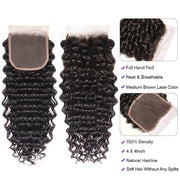 Peruvian 4 Bundles Deep Wave Virgin Hair With Lace Closure Kysiss Series