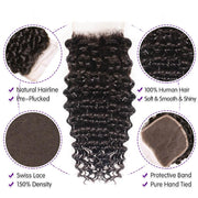Indian Human Hair Deep Wave 3 Bundles With Closure Kysiss Series