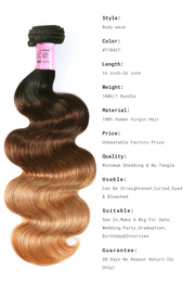 Icenu Series Body Wave Virgin Hair 1 Bundle Unprocessed Ombre Human Hair Wave