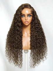 13x4 Pre-Everything? Lace Frontal Chestnut Brown Water Wave Glueless Drawstring Wig