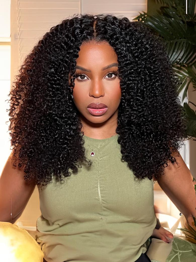 13x4 Lace Front Fluffy Kinky Curly Afro Black 16 Inch Shoulder Length Wig