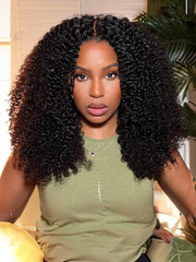 13x4 Lace Front Fluffy Kinky Curly Afro Black 16 Inch Shoulder Length Wig