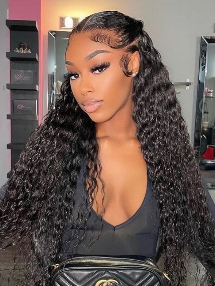 Petaluxe 13x4 HD Lace Frontal Wigs Curly Glueless Human Hair Wig 200% Density Natural Color