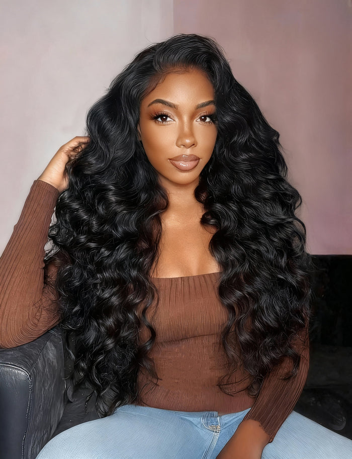 Petaluxe 20 Inch 180% Density Full Lace Deep Wave Transparent Lace Human Hair Wig