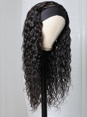 Put On And Go Water Wave Human Hair Headband Glueless Wig