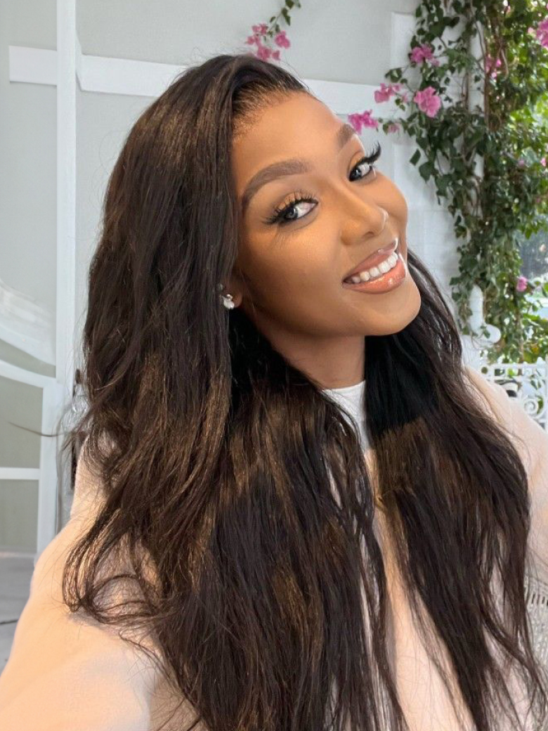 Bye Bye Knots? Wig 7x5 Glueless Lace Black Yaki Straight Wig With Elastic Drawstring 360 Cozy Hug