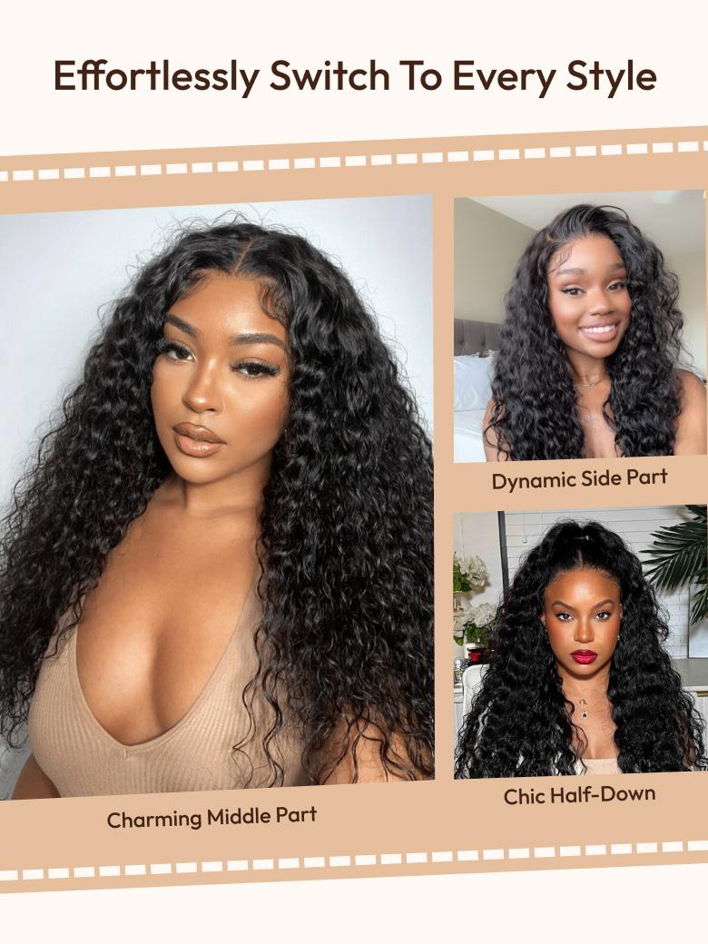 7x5 Bye-Bye Knots? & 13x4 HD Lace Pull & Go Glueless Water Wave With Secure Silicone Strips and Drawstring With Baby Hair