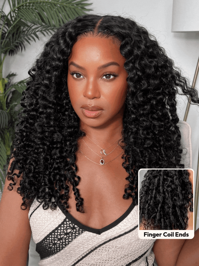 Petaluxe 7x5 Bye-Bye Slip? Pre Cut Lace Curly Texture Premium Hair Wig With Finger Coil Ends